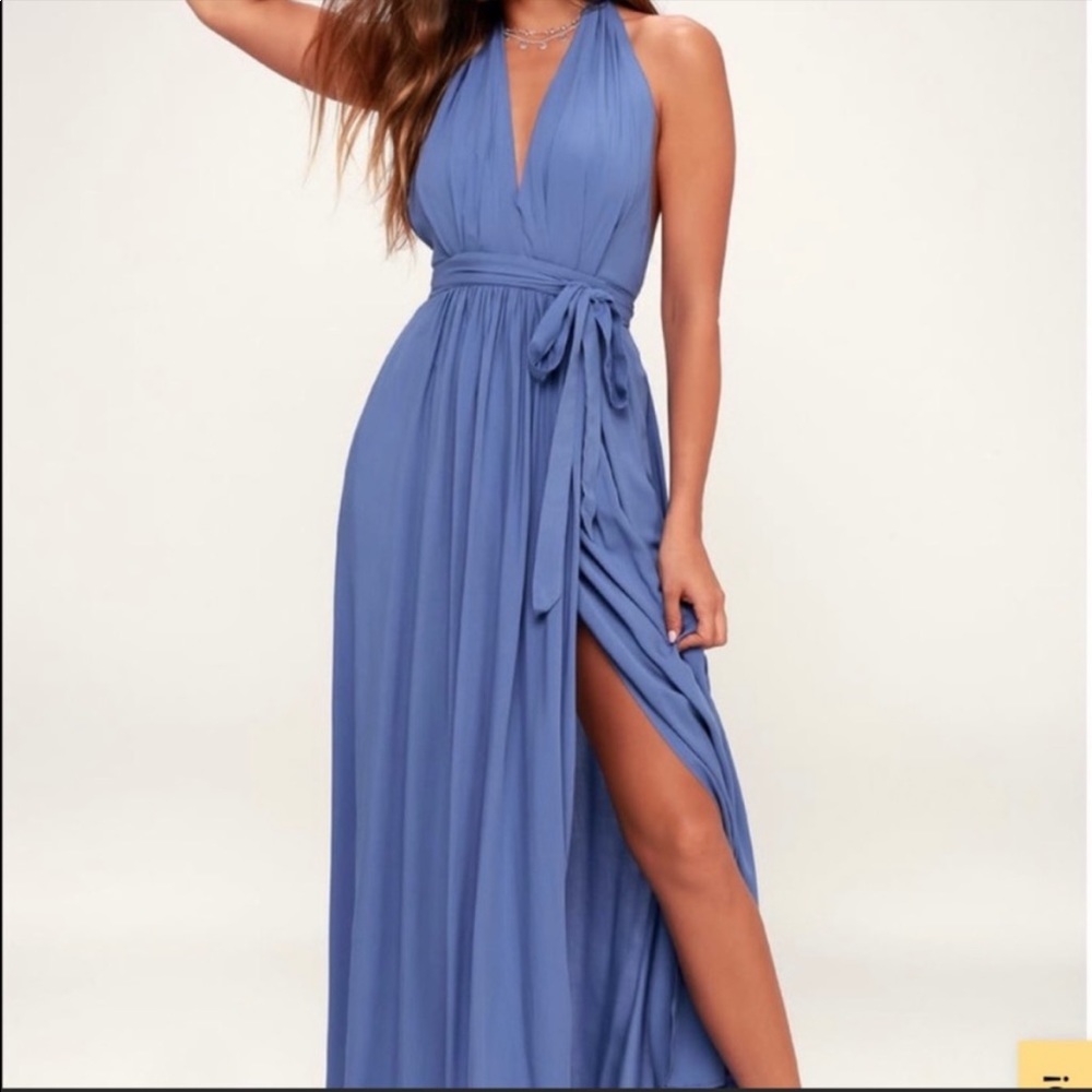 NWOT Lulu’s Magical Movement Periwinkle Blue Wrap Dress